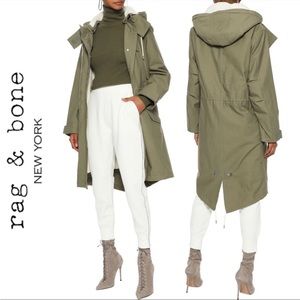Donating march 1! Rag & Bone green sherpa lined parka, size M